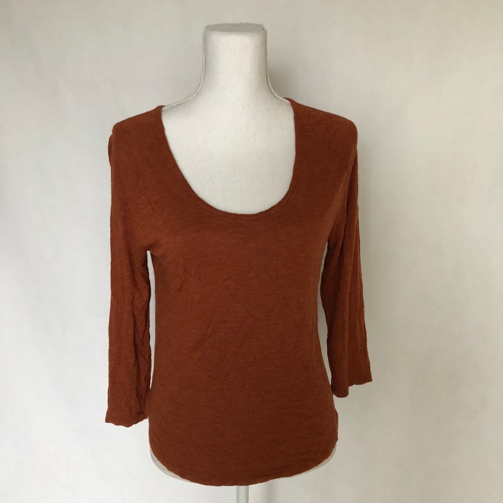 MADEWELL WOMENS BASIC SOLID 3/4 SLEEVE TOP TEE SIZ